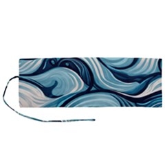Pattern Ocean Waves Arctic Ocean Blue Nature Sea Roll Up Canvas Pencil Holder (m)