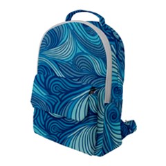 Ocean Waves Sea Abstract Pattern Water Blue Flap Pocket Backpack (large) by Ndabl3x
