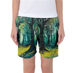 Ai Generated Trees Forest Mystical Forest Nature Art Women s Basketball Shorts by Ndabl3x