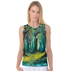 Ai Generated Trees Forest Mystical Forest Nature Art Women s Basketball Tank Top by Ndabl3x