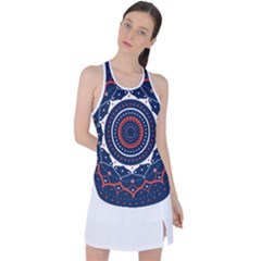 Mandala Orange Navy Racer Back Mesh Tank Top by Ndabl3x