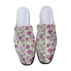 Flower Bouquet Daisy Meadow Mint Green Purple White Women s Classic Backless Heels by Mazipoodles