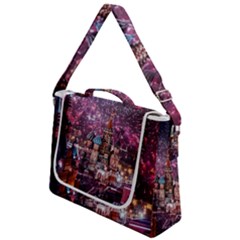 Moscow Kremlin Saint Basils Cathedral Architecture  Building Cityscape Night Fireworks Box Up Messenger Bag by Cowasu