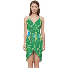 Golf Course Par Golf Course Green Wrap Frill Dress by Cowasu