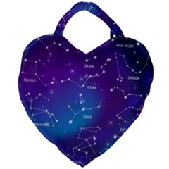 Realistic Night Sky With Constellations Giant Heart Shaped Tote by Cowasu