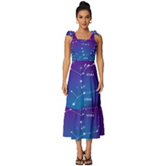 Realistic Night Sky With Constellations Tie-strap Tiered Midi Chiffon Dress by Cowasu