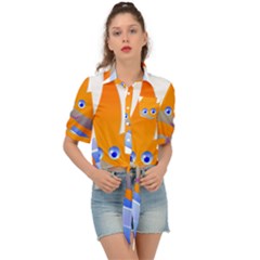 Beach Sea Shell Swimming Tie Front Shirt 