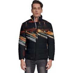 Highway Night Lighthouse Car Fast Men s Puffer Bubble Jacket Coat by Amaryn4rt