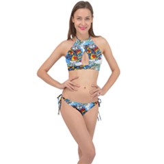 Seamless Repeating Tiling Tileable Cross Front Halter Bikini Set by Amaryn4rt