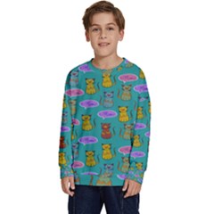 Meow Cat Pattern Kids  Long Sleeve Jersey by Amaryn4rt