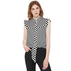 Black And White Checkerboard Background Board Checker Frill Detail Shirt by Amaryn4rt