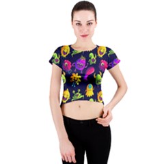 Space Patterns Crew Neck Crop Top by Amaryn4rt