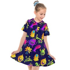 Space Patterns Kids  Short Sleeve Shirt Dress by Amaryn4rt