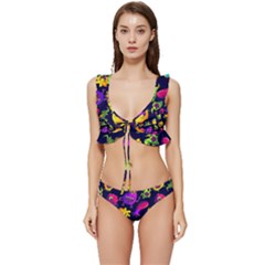 Space Patterns Low Cut Ruffle Edge Bikini Set by Amaryn4rt