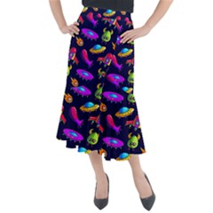 Space Pattern Midi Mermaid Skirt by Amaryn4rt