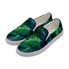 Tropical Green Leaves Background Women s Canvas Slip Ons by Amaryn4rt