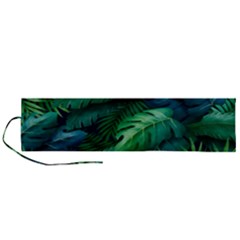 Tropical Green Leaves Background Roll Up Canvas Pencil Holder (l) by Amaryn4rt