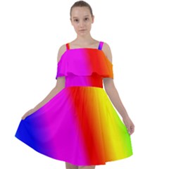 Multi Color Rainbow Background Cut Out Shoulders Chiffon Dress by Amaryn4rt