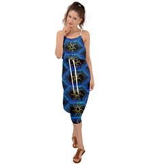 Blue Bee Hive Pattern- Waist Tie Cover Up Chiffon Dress by Amaryn4rt