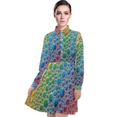 Bubbles Rainbow Colourful Colors Long Sleeve Chiffon Shirt Dress by Amaryn4rt