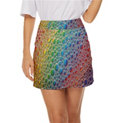 Bubbles Rainbow Colourful Colors Mini Front Wrap Skirt