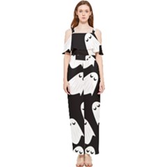 Ghost Halloween Pattern Draped Sleeveless Chiffon Jumpsuit by Amaryn4rt