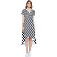Black And White Checkerboard Background Board Checker High Low Boho Dress by Amaryn4rt