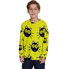 Cats Heads Pattern Design Kids  Long Sleeve Jersey by Amaryn4rt