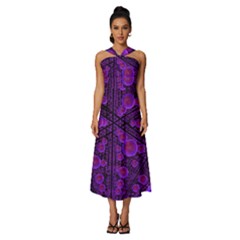 Spheres Combs Structure-regulation Sleeveless Cross Front Cocktail Midi Chiffon Dress by Simbadda