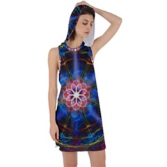 Mandala Pattern Kaleidoscope Racer Back Hoodie Dress by Simbadda