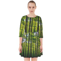 Green Forest Jungle Trees Nature Sunny Smock Dress
