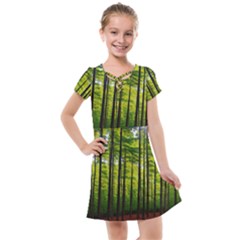 Green Forest Jungle Trees Nature Sunny Kids  Cross Web Dress