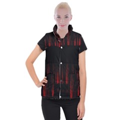 Scary Dark Forest Red And Black Women s Button Up Vest