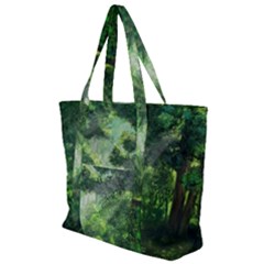 Anime Green Forest Jungle Nature Landscape Zip Up Canvas Bag by Ravend