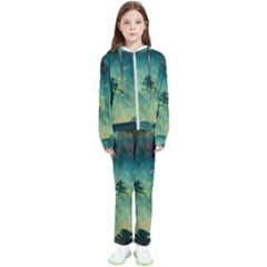 Green Tree Forest Jungle Nature Landscape Kids  Tracksuit by Ravend