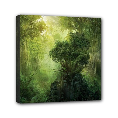 Green Beautiful Jungle Mini Canvas 6  X 6  (stretched)