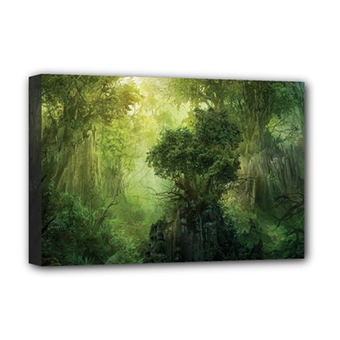 Green Beautiful Jungle Deluxe Canvas 18  X 12  (stretched)