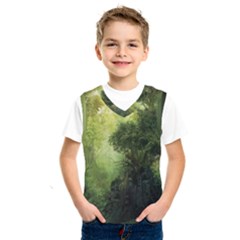 Green Beautiful Jungle Kids  Basketball Tank Top by Ravend