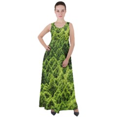 Green Pine Forest Empire Waist Velour Maxi Dress