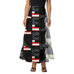 Freedom Patriotic American Usa Tiered Ruffle Maxi Skirt by Ravend