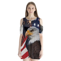 Fourth Of July Independence Day Usa American Pride Shoulder Cutout Velvet One Piece