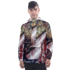 Independence Day Background Abstract Grunge American Flag Men s Front Pocket Pullover Windbreaker