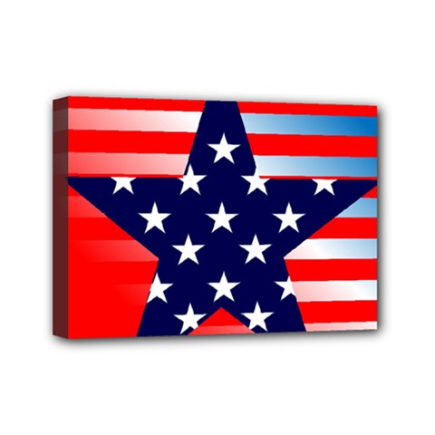 Patriotic American Usa Design Red Mini Canvas 7  X 5  (stretched) by Celenk