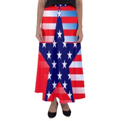 Patriotic American Usa Design Red Flared Maxi Skirt by Celenk