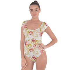 Background Pattern Flower Spring Short Sleeve Leotard  by Celenk