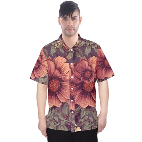 Flowers Pattern Men s Hawaii Shirt by Simbadda