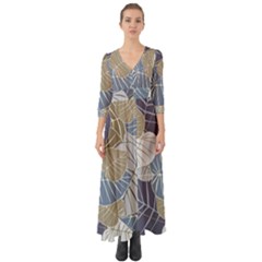 Ackground Leaves Desktop Button Up Boho Maxi Dress by Amaryn4rt