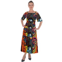 Hippie Rainbow Psychedelic Colorful Shoulder Straps Boho Maxi Dress 