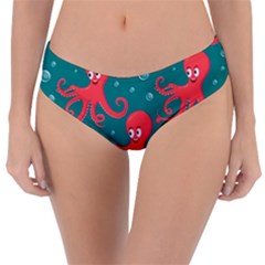 Cute-smiling-red-octopus-swimming-underwater Reversible Classic Bikini Bottoms by uniart180623