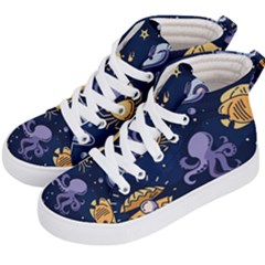 Marine-seamless-pattern-thin-line-memphis-style Kids  Hi-top Skate Sneakers by uniart180623